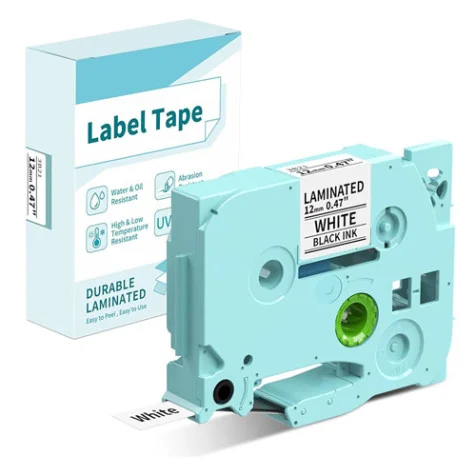 Otech 3B21 Compatible Label Tape (12mm 0.47'') Replacement for TZ231 Laminated Label Maker Tape, Black on White Tape
