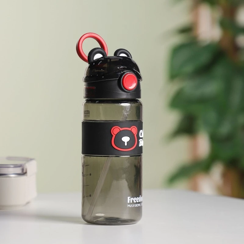 "Cool Bear" 750ml Freedom Water Bottle - Black, 750ml High-Capacity Cool Bear Water Bottle - Sleek Black Design.