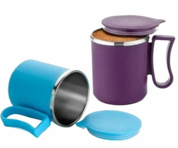 Double-Walled Steel Coffee Mug  Insulated Stainless Steel Tea Cup with Handle  Eco-Friendly Travel Mug for Office & Home