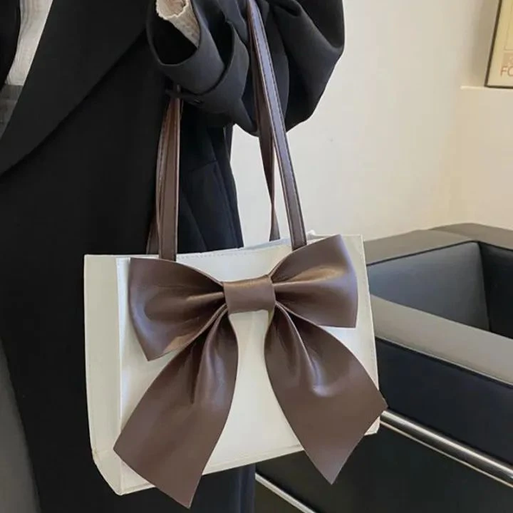 Bow Shaped Shoulder Bag For Women, Fresh And Large Capacity Portable Tote Bag Mzea