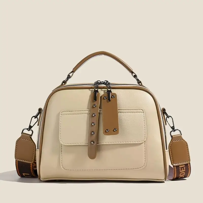 High end ladies’ handbag multi-layer large capacity commuting bag(Cream)