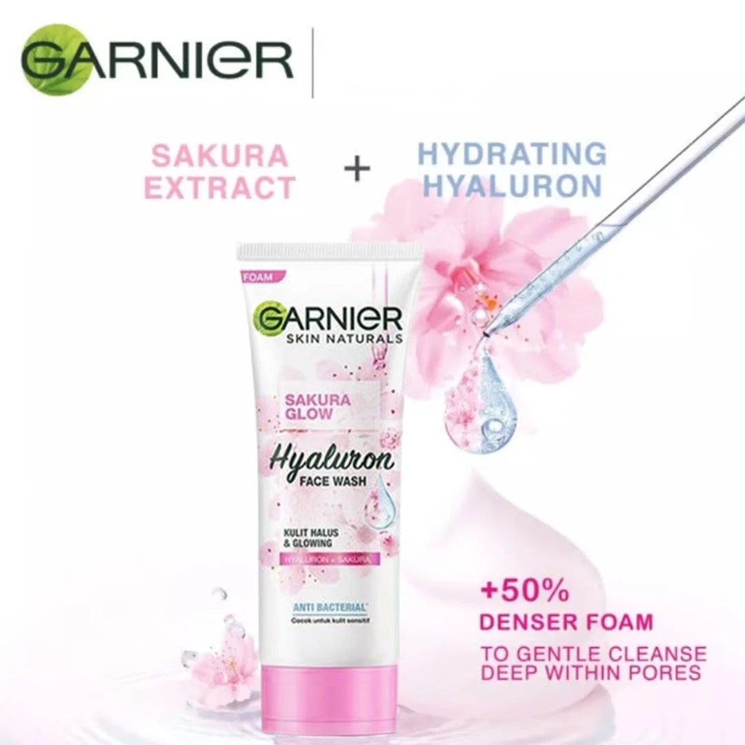 Garnier Skin Naturals Sakura Glow Hyaluron Face Wash (Anti-Bacterial