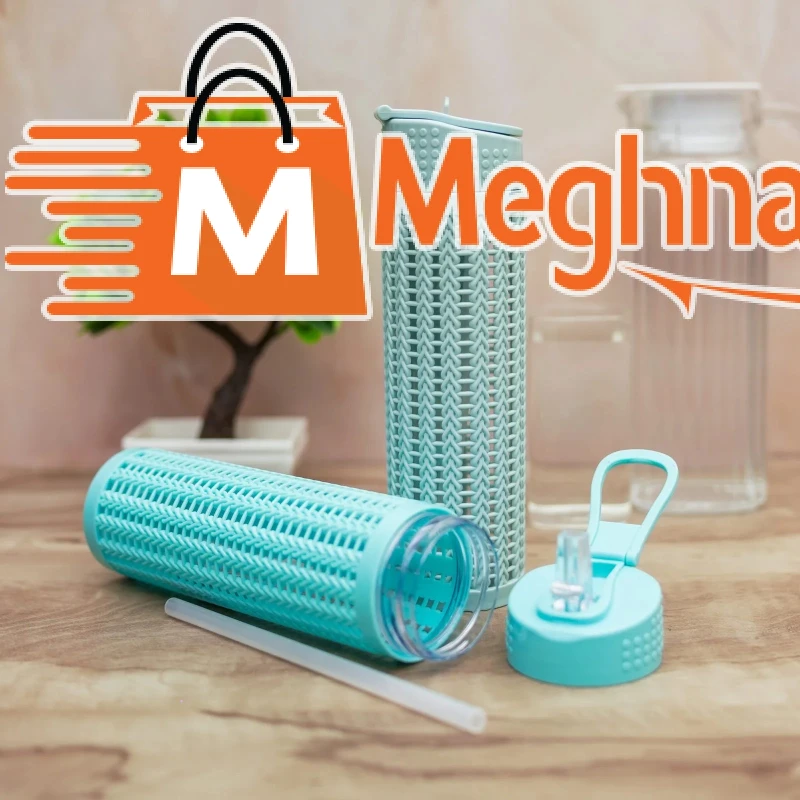 Textured Grip Stylish Water Bottle - Mint Green Premium Knitted Pattern Insulated Bottle Anti-Slip Design Portable Drinking Bottle.
