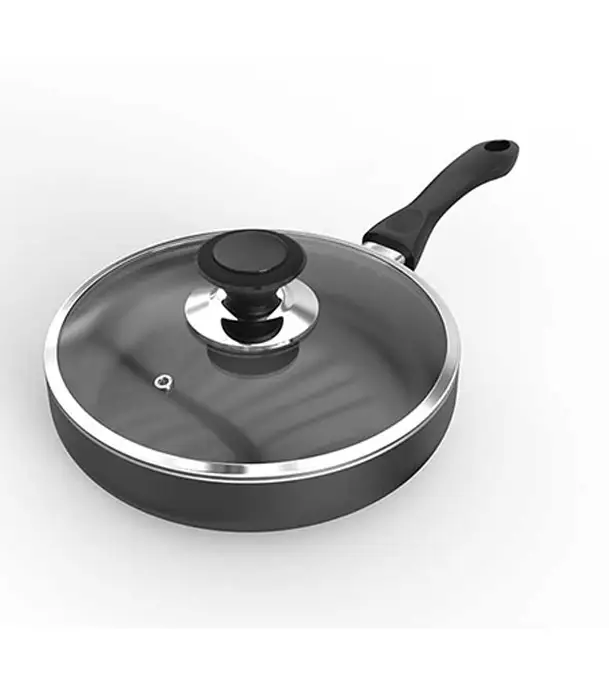 TPR NS Glamour Fry Pan With Lid (Ash)-28cm Induction Bottom