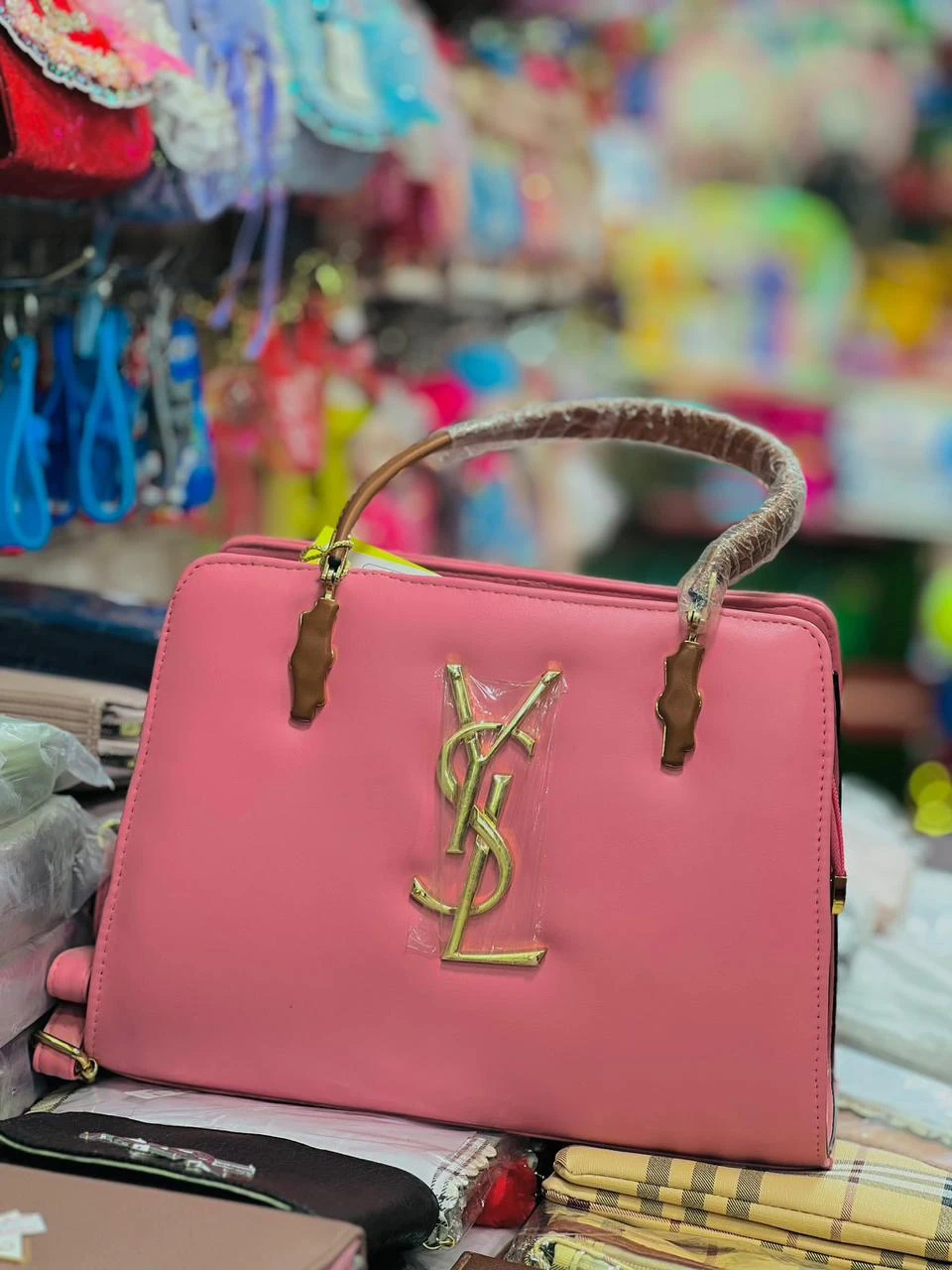 Premium Pink Stylish Handbag (YSL Logo Edition)