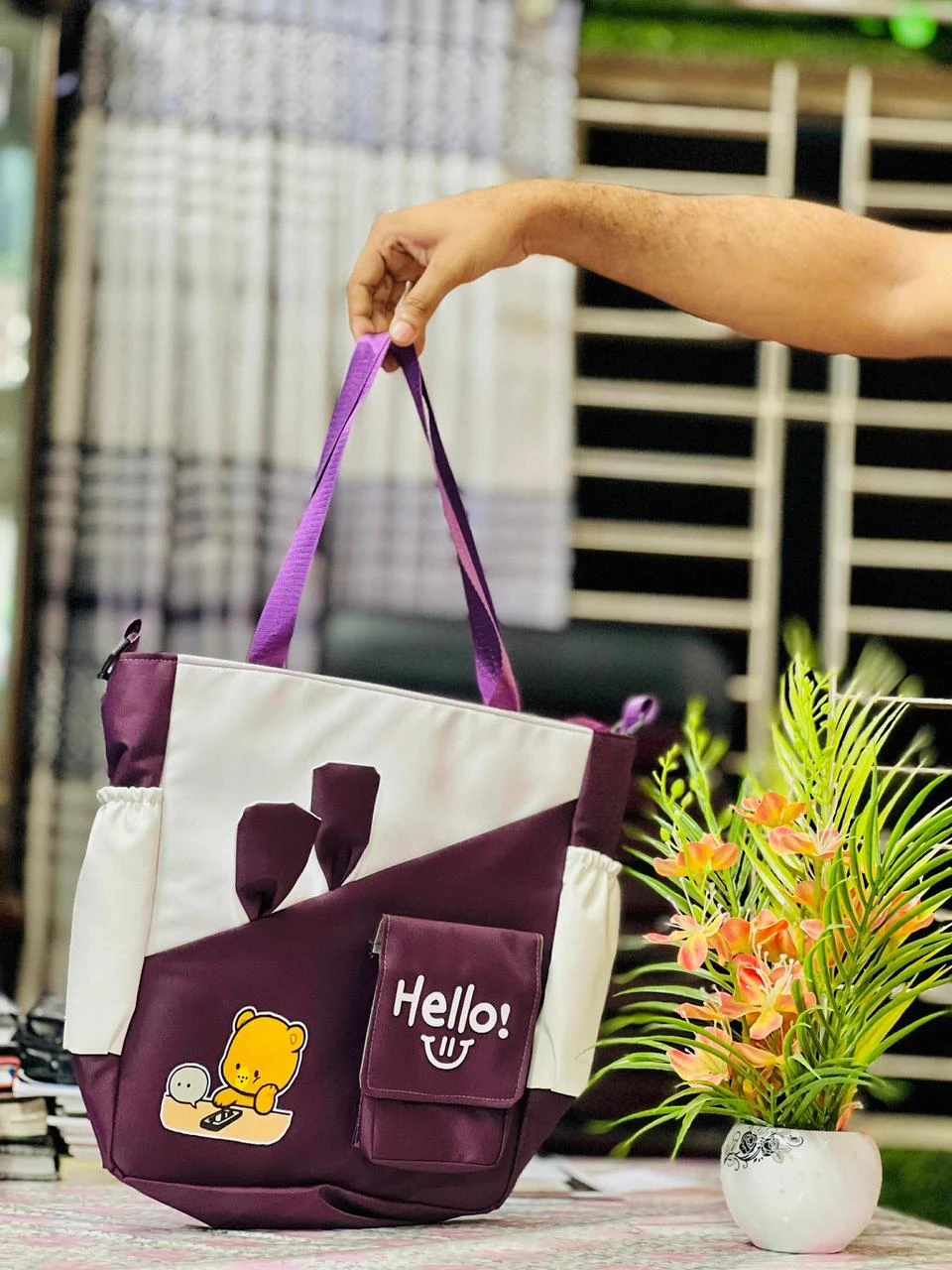 Trendy "Hello" Canvas Tote Bag for Girls & Women