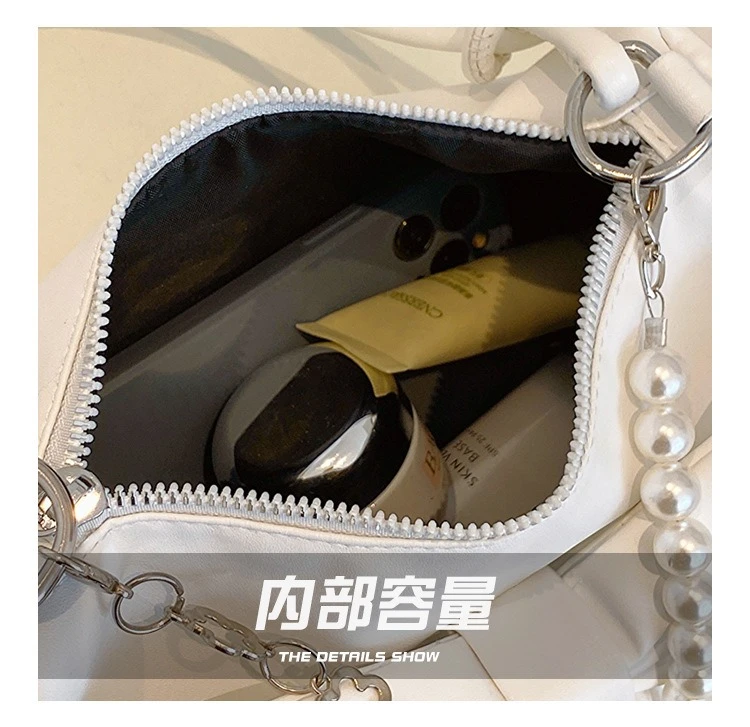 Elegant PU Leather Bow Shoulder Bag for Women with Pearl Chain – Stylish Handbag for Party & Daily Use