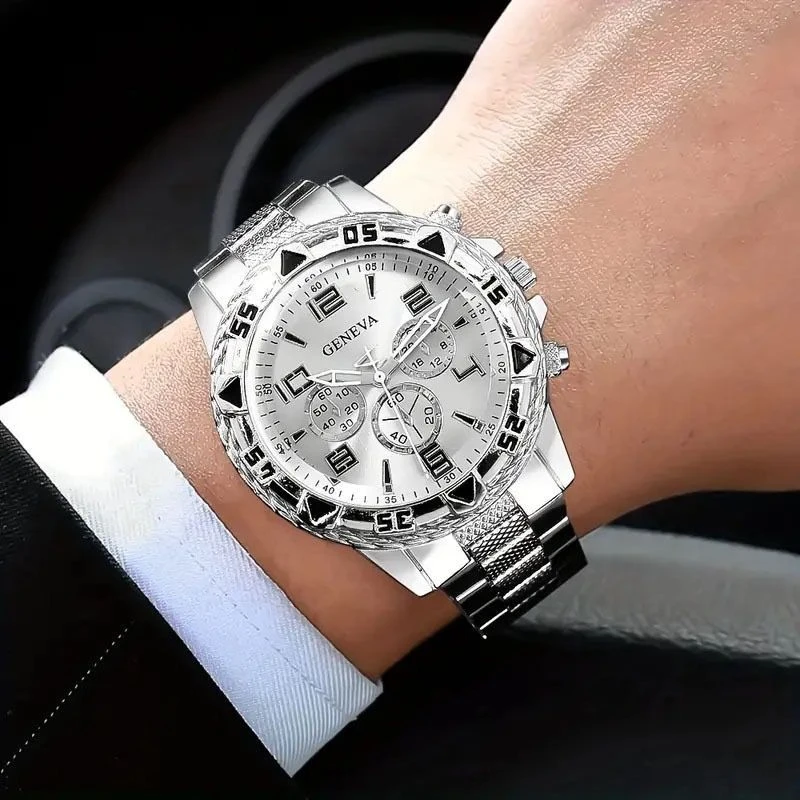 Geneva Luxury Blue Dial Silver Chain Wrist Watch