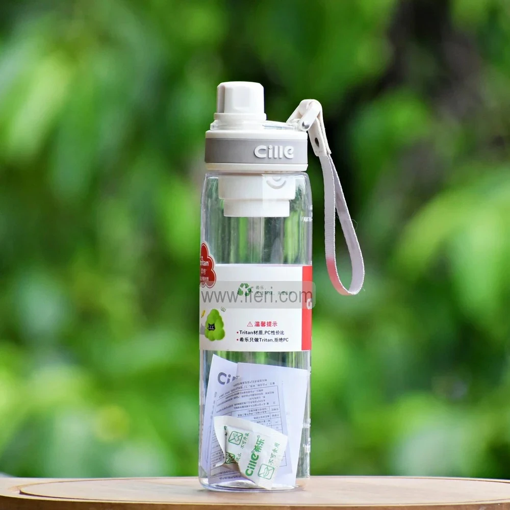 Cille 500ml Premium Tritan Hydration Bottle, Modern Minimalist Clear Sports Flask, Sleek White & Grey Ergonomic Water Bottle.