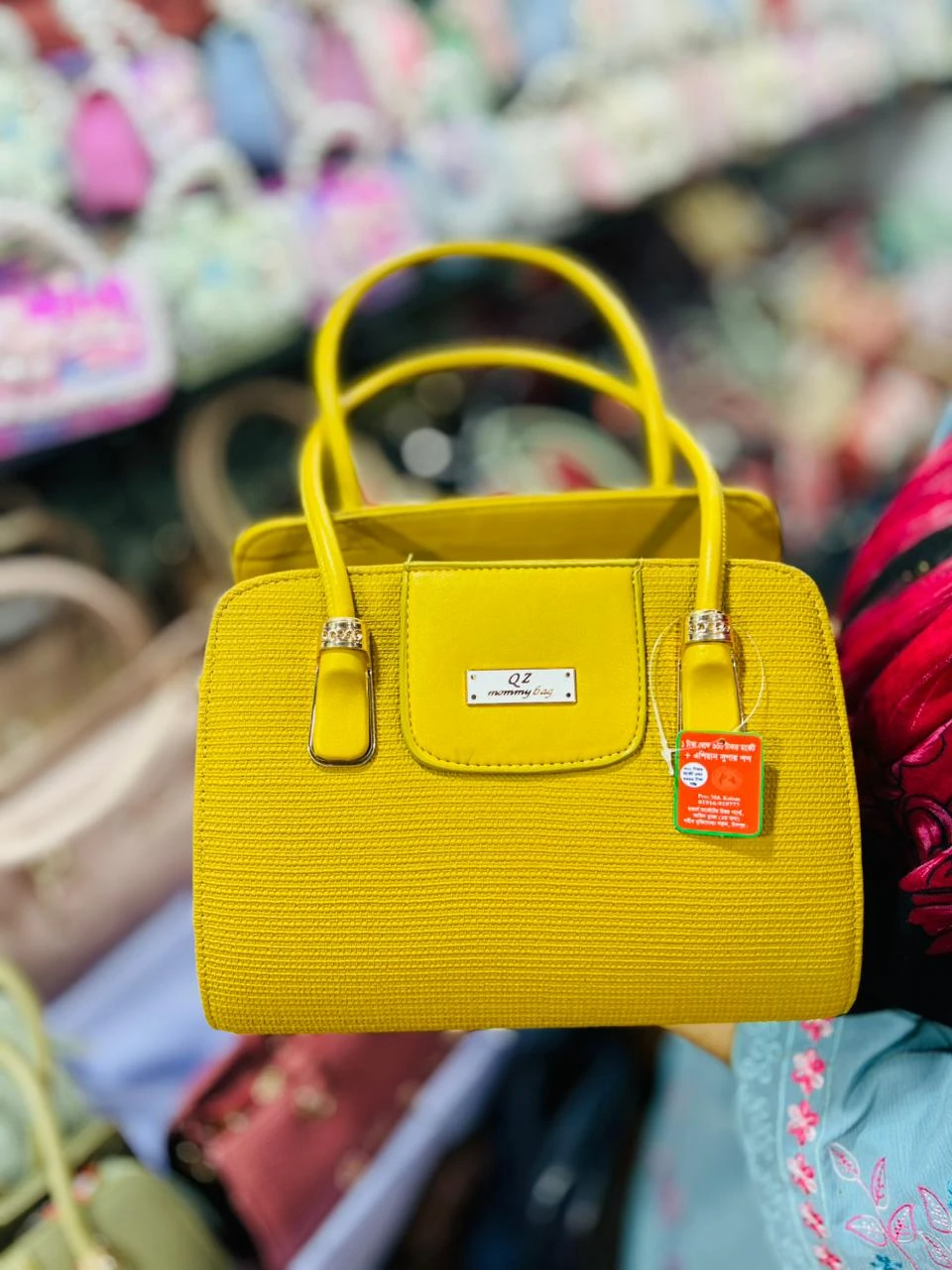 QZ Premium Texture Mommy Bag – Vibrant Yellow