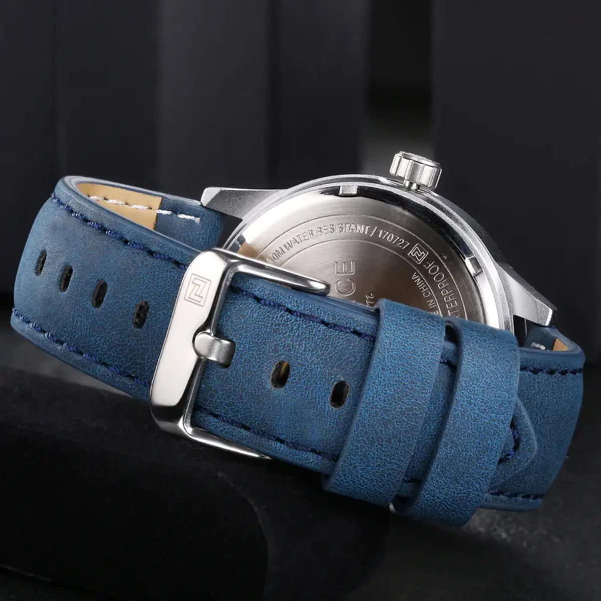 NAVIFORCE NF9126 - Blue Leather Analog Watch for Men - Blue & Silver