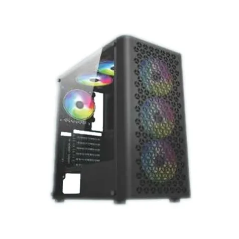 PC Power PP-GS2407 BK Crystal Glass Mesh ATX Desktop Gaming Case