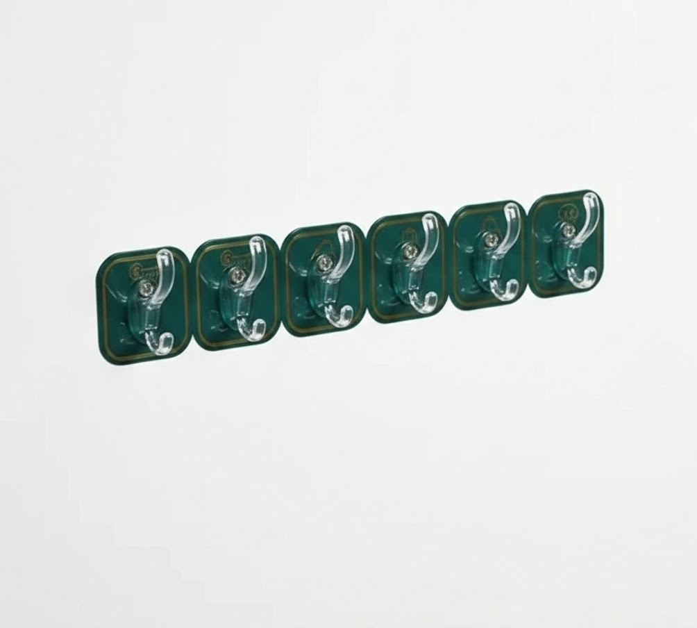 6 in 1 Solid Multifunctional Strip Acrylic Adhesive Hook Wall Mount