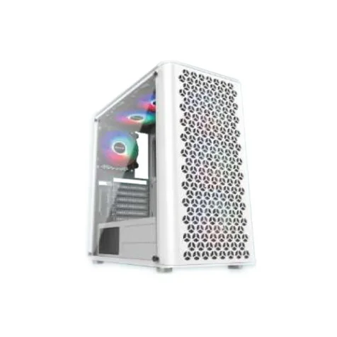 PC Power PP-GS2407 WH Crystal Glass Mesh ATX Desktop Gaming Case