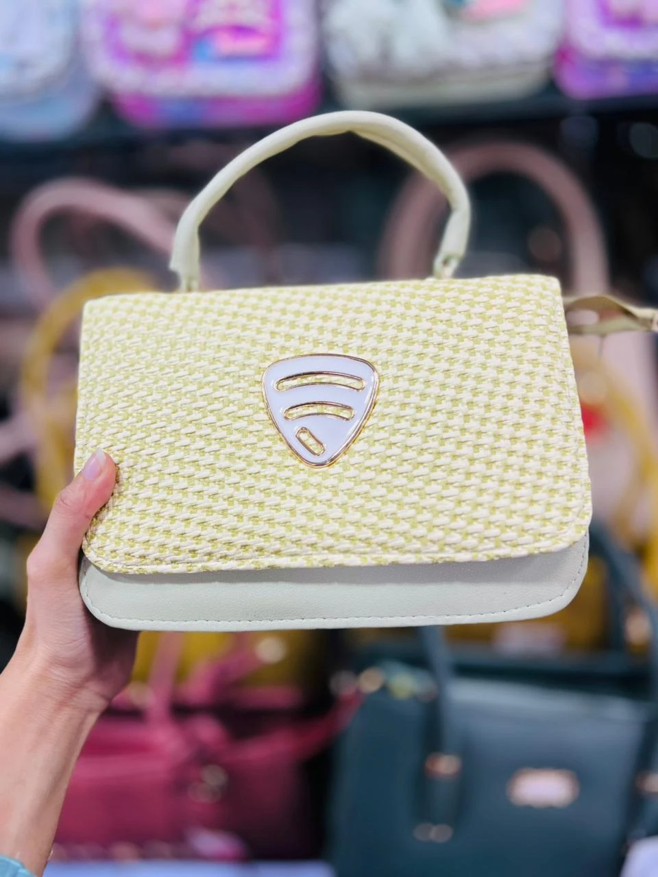 Elegant Wifi-Logo Textured Casual Handbag