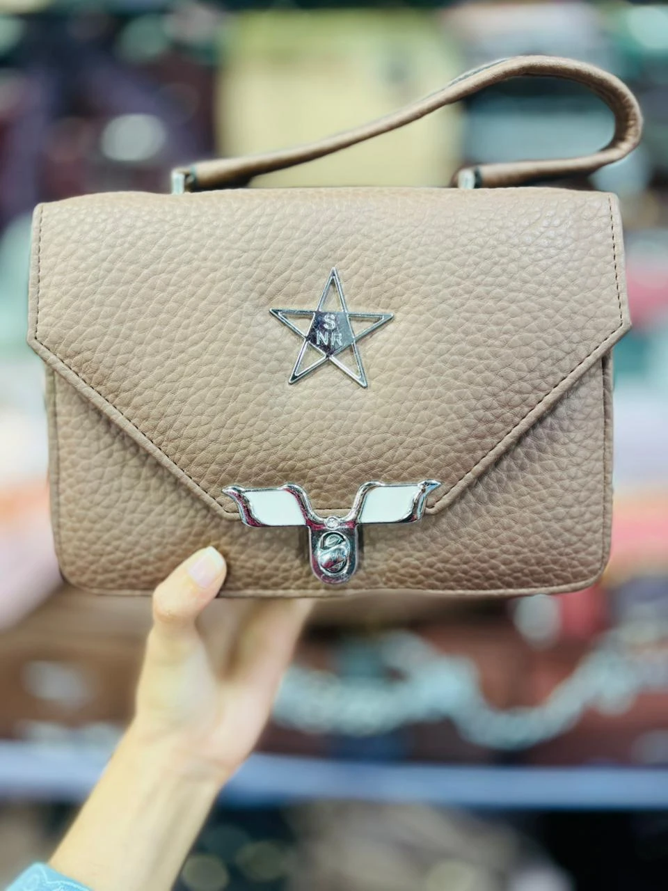 S.NR Star Emblem Premium Leather Texture Handbag