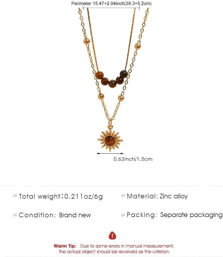 Vintage Layered Sun Pendant Necklace for Women and Girls