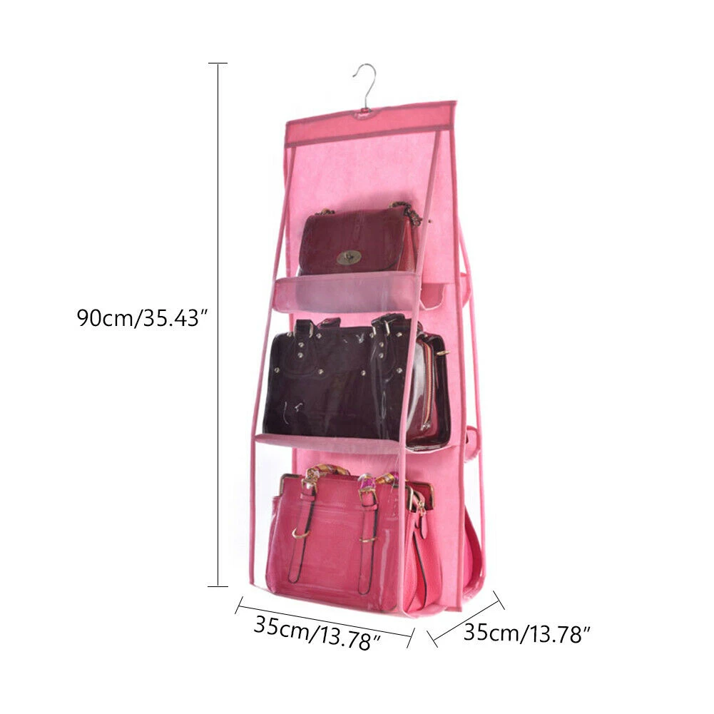 6-Pocket Hanging Handbag & Purse Organizer - Dust-Proof Storage Bag