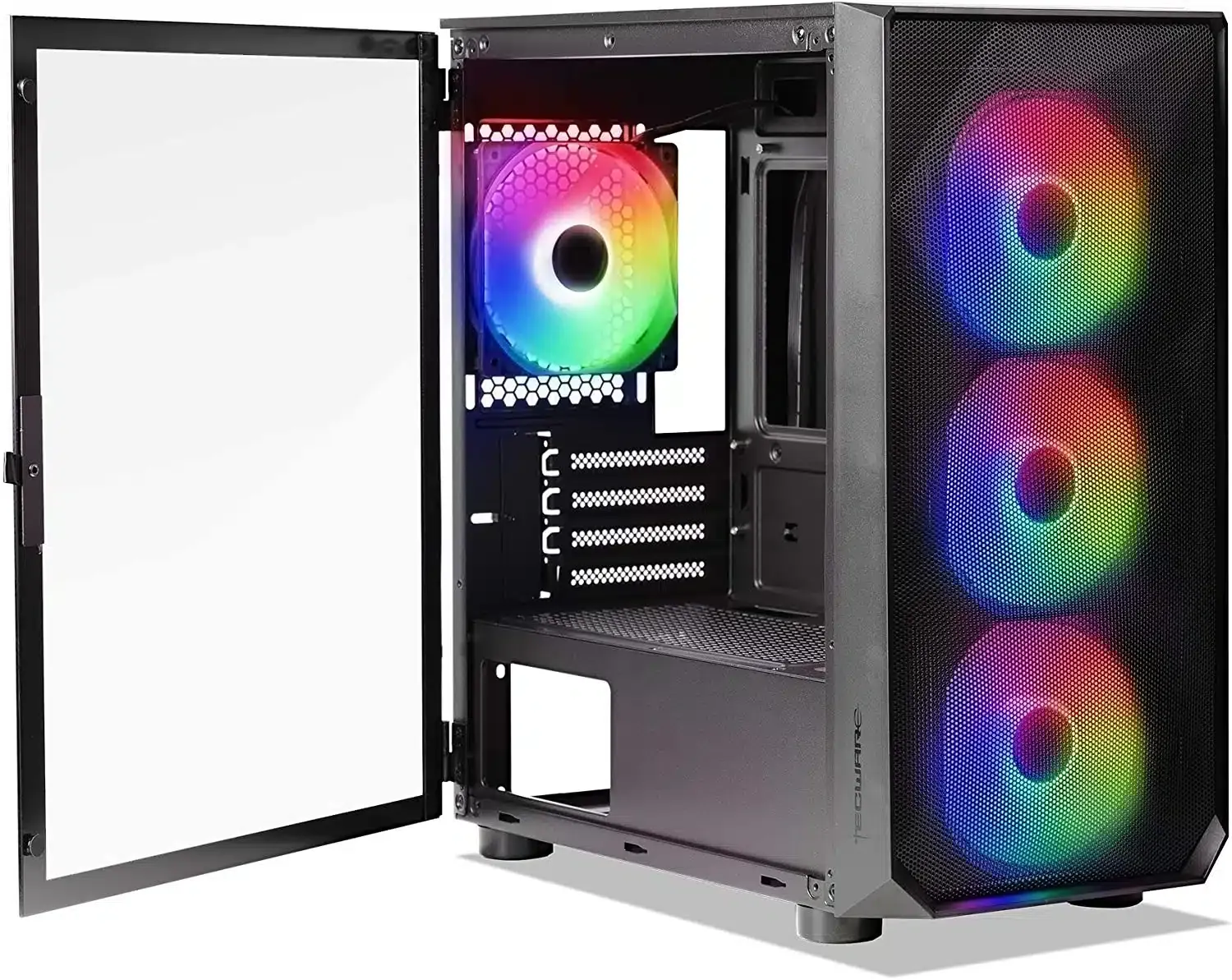 PC Power PP-GS2407 BK Crystal Glass Mesh ATX Desktop Gaming Case