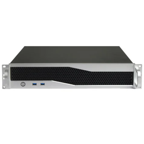 OTECH 2U 19in X22RM Heavy-Duty Sliver Black Rack Mount Case