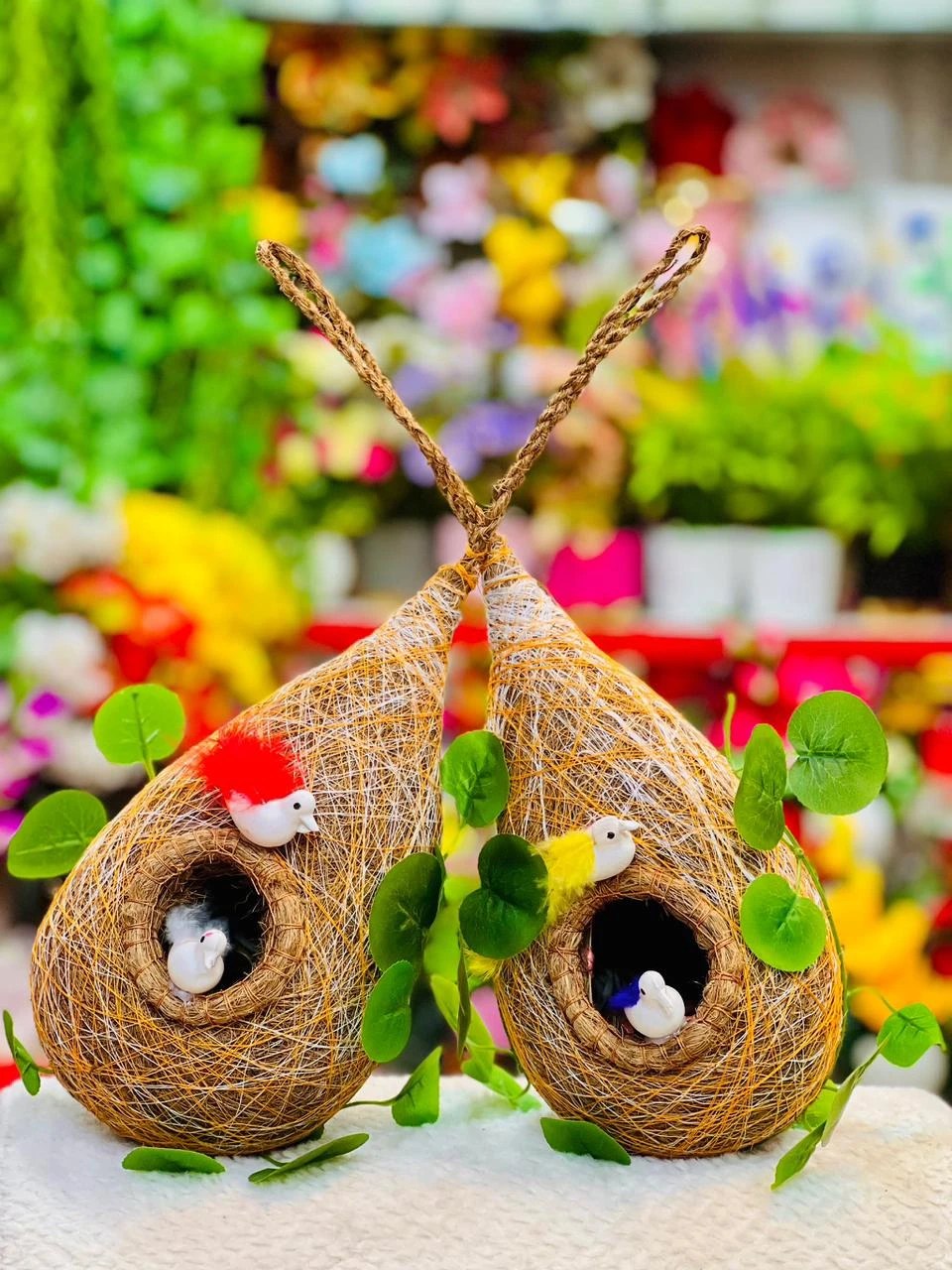 Handcrafted Weaver Bird Nest Decor  Artisanal Bird’s Nest Hanging Ornament  Whimsical Nature-Inspired Home Decor